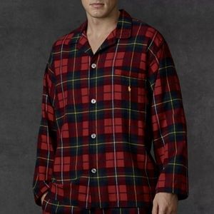 NWT Polo Ralph Lauren Men's Red Plaid Sleep Shirt Pajama Top Size L